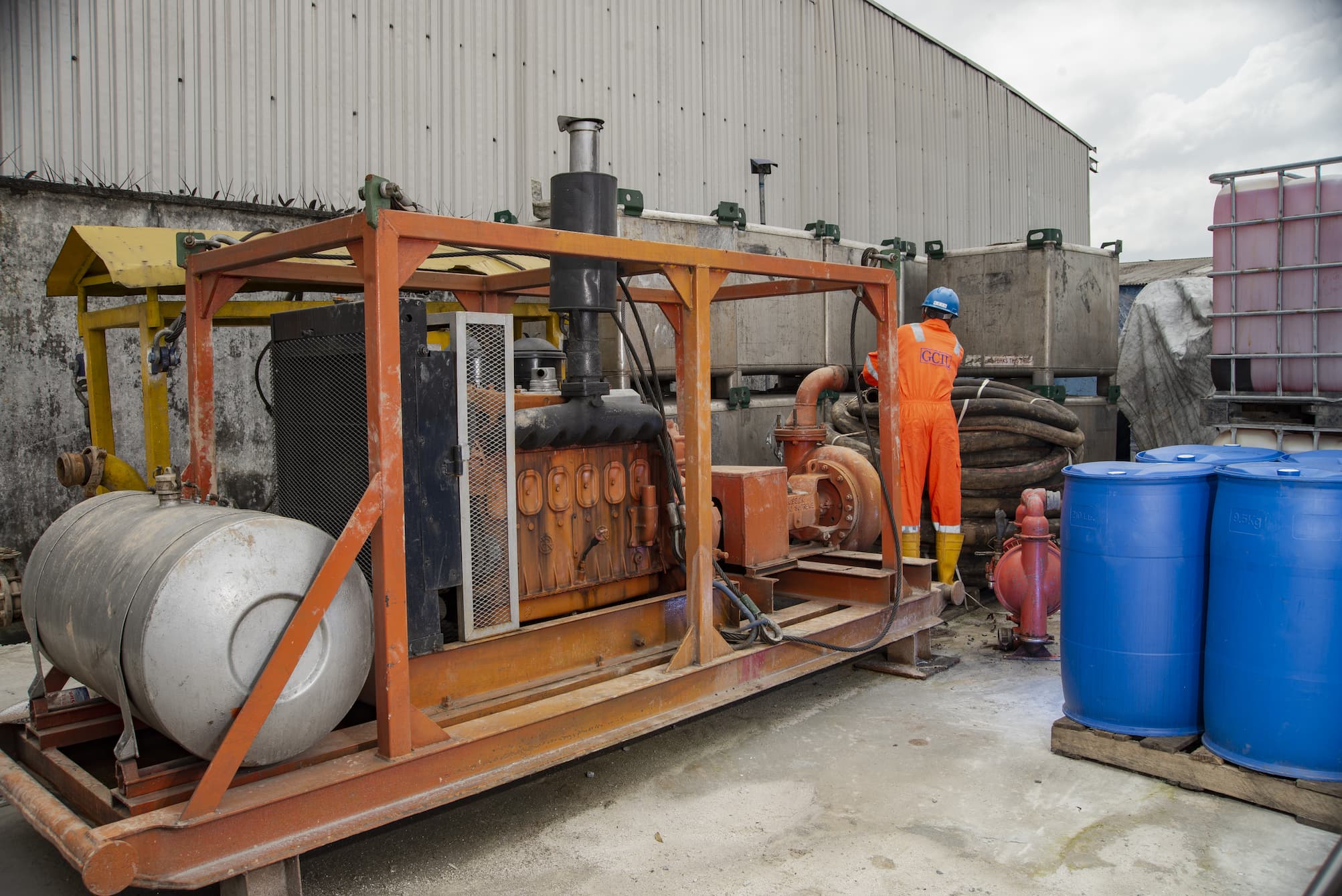 Staff working at the drilling and mud engineering section